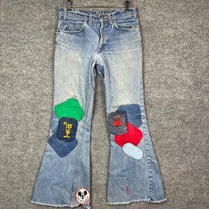 Vintage Levi’s Patchwork‎ Flared Wide Leg Denim Jeans Women’s Size 32W